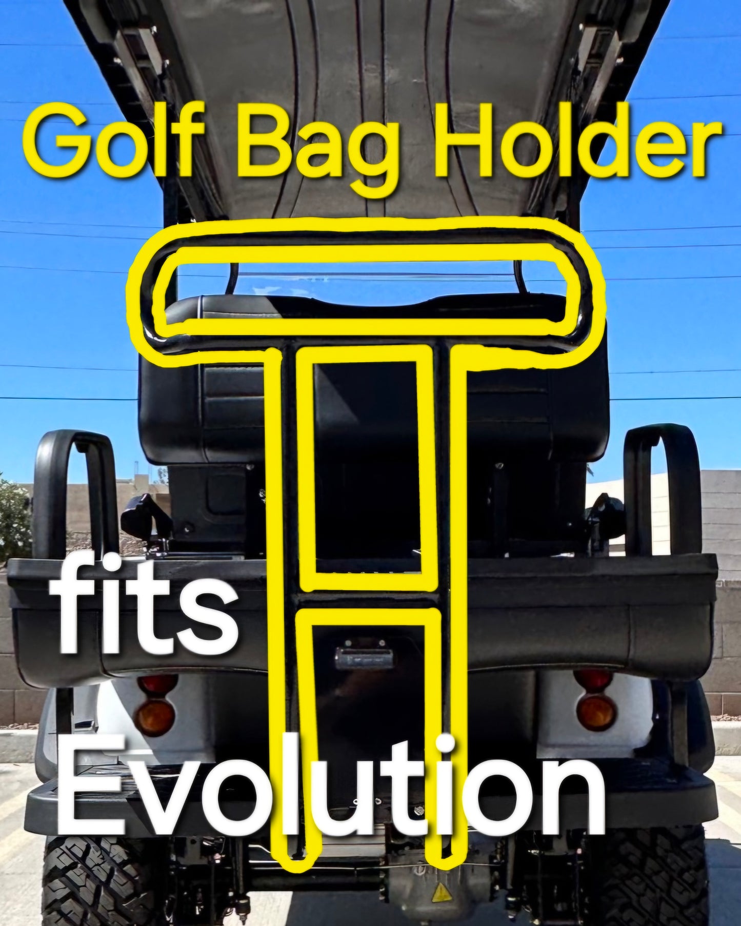 Evolution Golf Cart Golf Bag Holder, Easily Removable, No Drilling Required, fits Evolution Forester 4 6 Classic 4 6 Plus