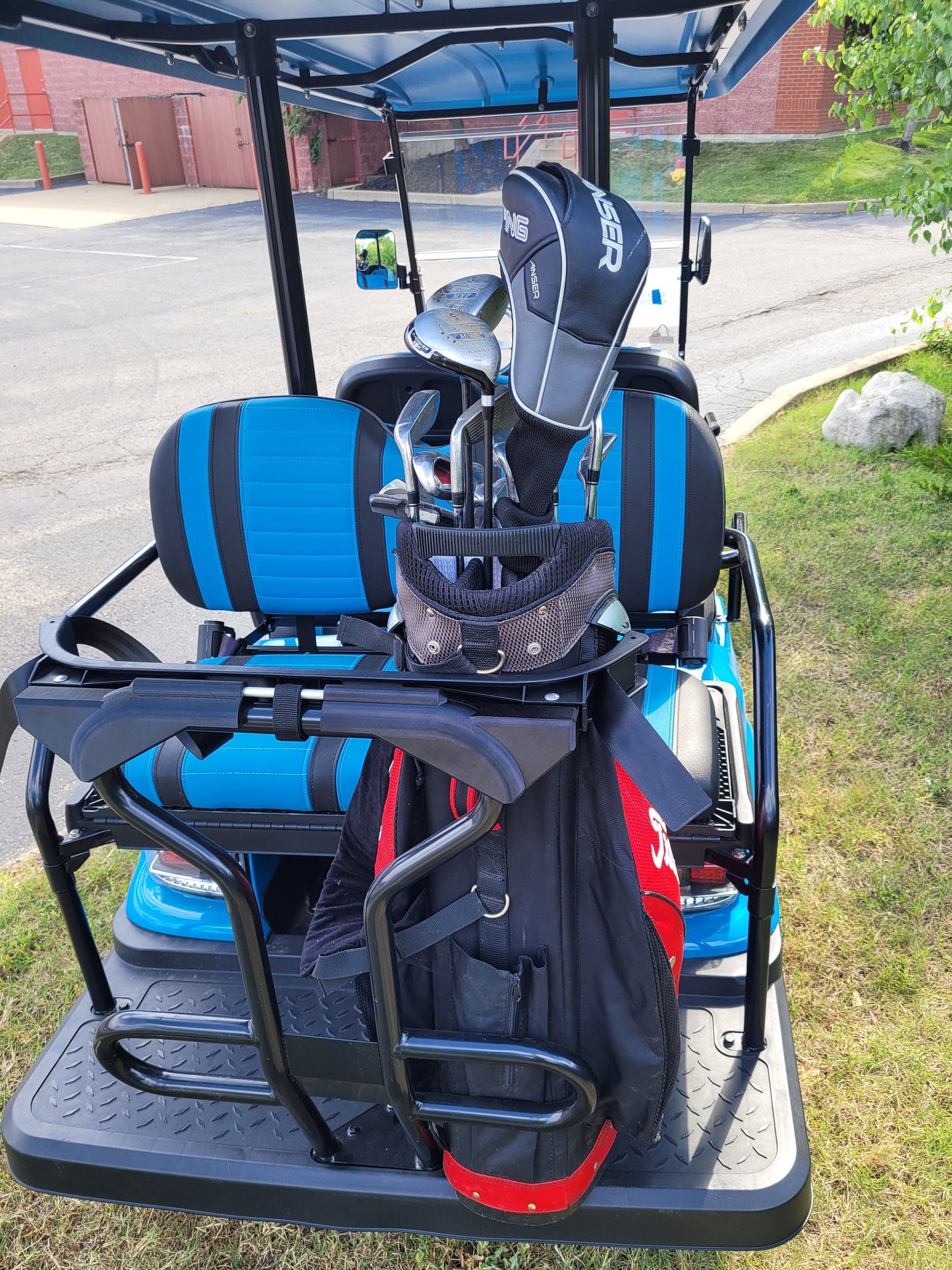 Advanced Ev Golf Cart Golf Bag Attachment, Easily Removable, No Drilling Required, fits Advanced Ev carts with triangle Grab Bar