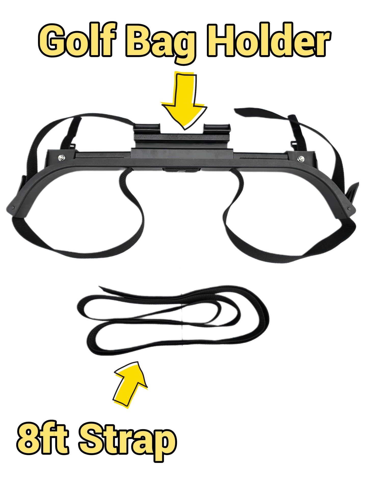 Coleman Kandi Golf Cart Golf Bag Holder Attachment, Easily Removable, No Drilling Required, fits 1" Wide Square Grab Bar Rear Seat
