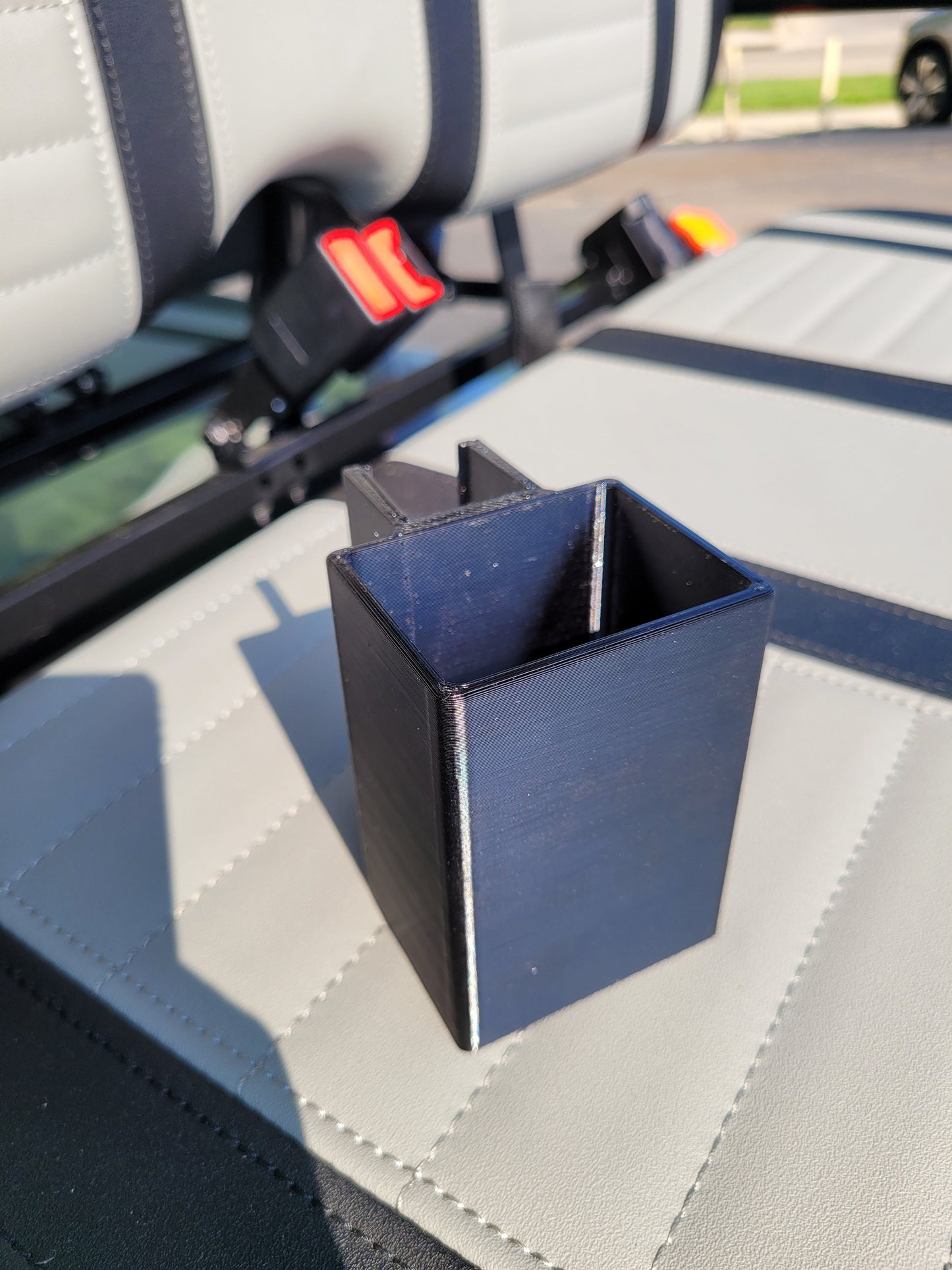 Clip On/Off Golf Cart Sunglasses Holder "Stash" Container for your "Junk Drawer" items front strut easy no drill required