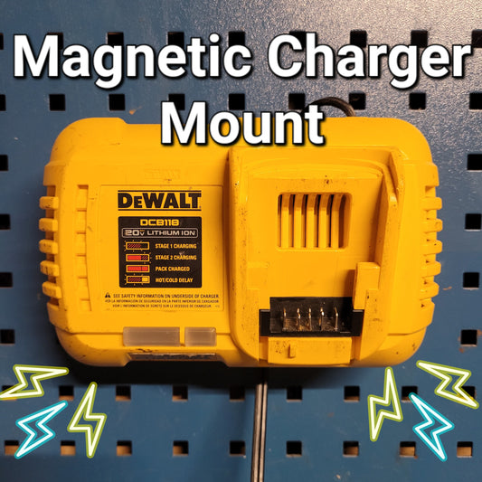 DEWALT Magnetic Charger Mount, Fits models DCB1106 & DCB118 12V, 20V, Fast Charger, Adapts Charger to mount on Metal Surface