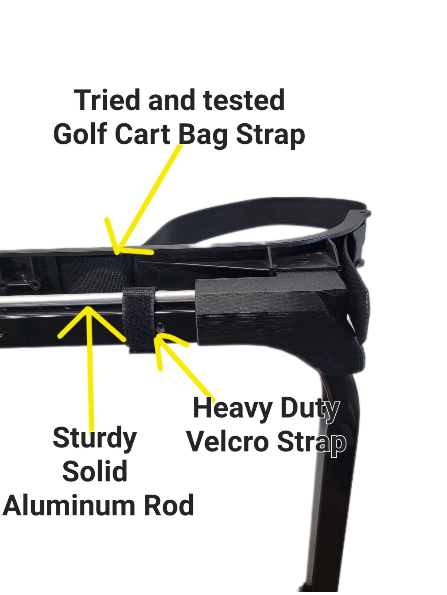 Club Car Tempo Onward Golf Cart Golf Bag Holder Attachment, Easily Removable, No Drilling Required, fits 24" Rear Flip Seat Square Grab Bar