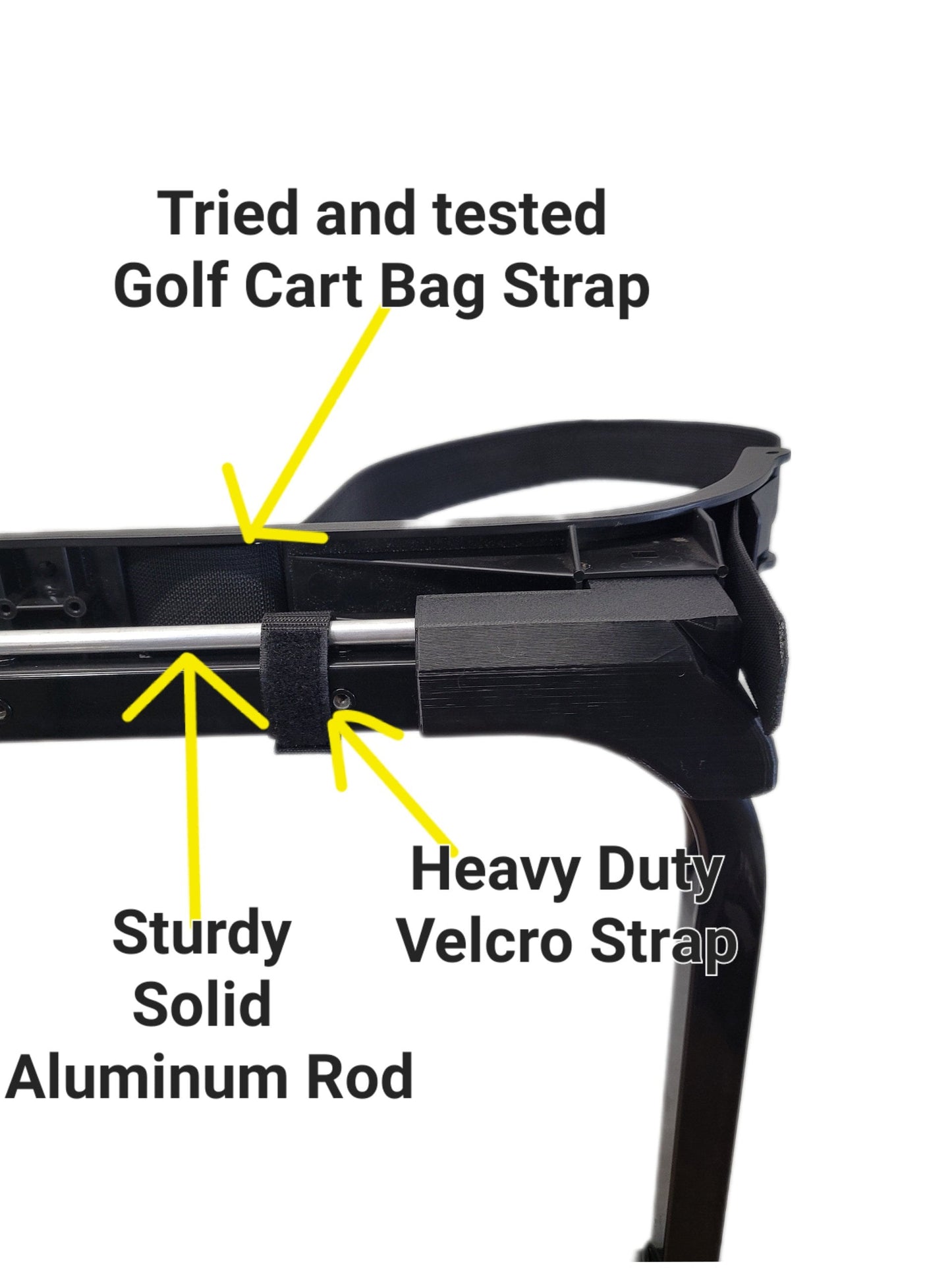 EZGO Golf Cart Golf Bag Holder Attachment, Easily Removable, No Drilling Required, fits S4, VALOR, RXV w/ 24" Rear Flip Seat Square Grab Bar