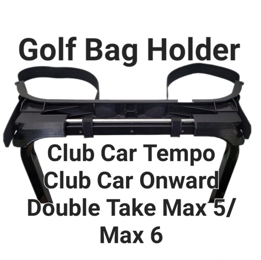 Club Car Tempo Onward Golf Cart Golf Bag Holder Attachment, Easily Removable, No Drilling Required, fits 24" Rear Flip Seat Square Grab Bar